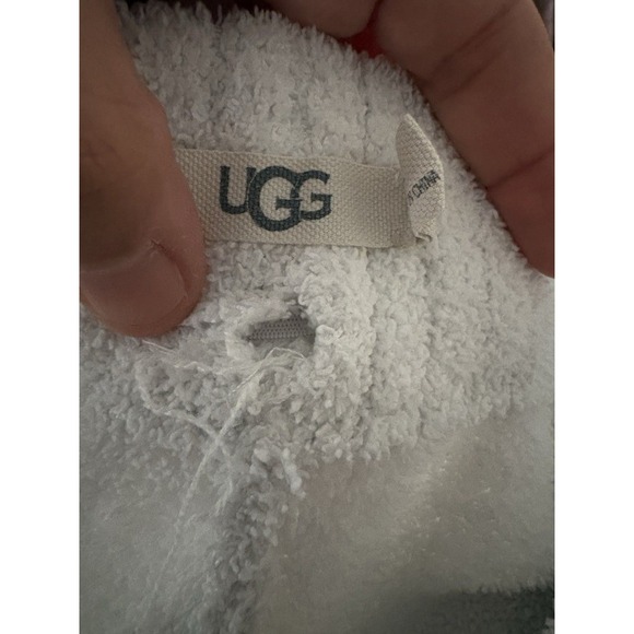 UGG Women's Fuzzy Knit Pants Wide Leg Cream White Elastic Waist Cozy Large FLAW - Picture 4 of 5